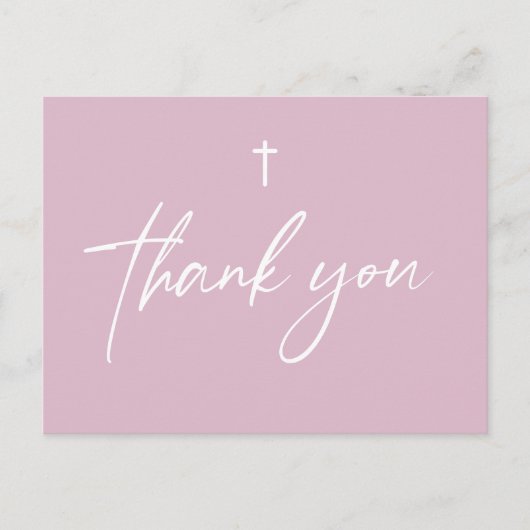 Blush pink Moderne Script Custom Girl Taufe Postkarte (Vorderseite)