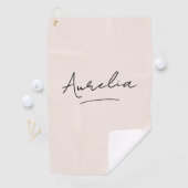 Blush Pink Moderne Script Monogram Name Signature Golfhandtuch (Insitu)