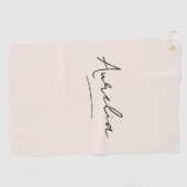 Blush Pink Moderne Script Monogram Name Signature Golfhandtuch (Horizontal)