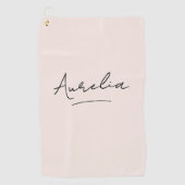Blush Pink Moderne Script Monogram Name Signature Golfhandtuch (Vorderseite)