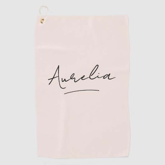 Blush Pink Moderne Script Monogram Name Signature Golfhandtuch (Vorderseite)