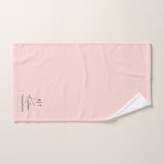 Blush Pink Moderne Signature Script Monogram Badhandtuch Set (Handtuch)