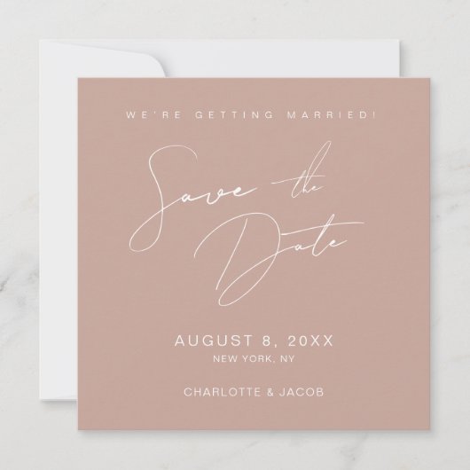 Blush Pink Moderne SkriptWedding Save the Date Einladung (Vorderseite)