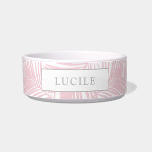 Blush Pink Moderne tropische Muster Pet Name Napf