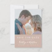 Blush Pink Moderne Typografie Einfaches Foto Hochz Save The Date (Vorderseite)