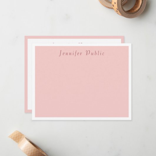 Blush Pink Moderne Vorlage Elegante Kalligraphie (Vorderseite/Rückseite Beispiel)