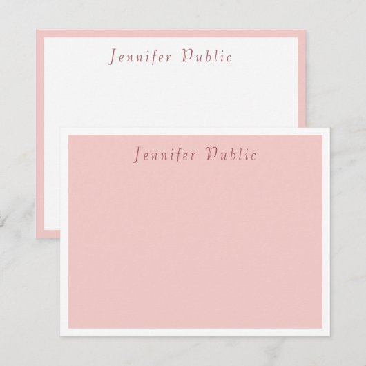 Blush Pink Moderne Vorlage Elegante Kalligraphie (Vorne/Hinten)