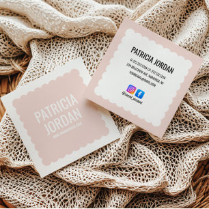 Blush Pink moderne Wave Simple Social Media Icon Quadratische Visitenkarte