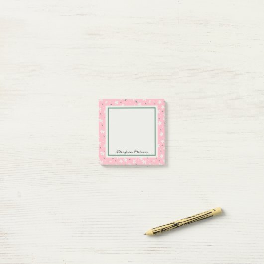 Blush Pink Moderne Wildblumen Post-it Klebezettel (Auf Schreibtisch)