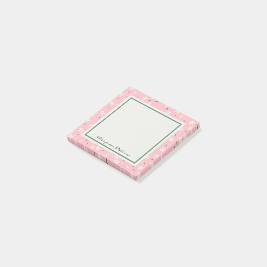 Blush Pink Moderne Wildblumen Post-it Klebezettel (angewinkelt)