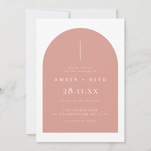 Blush Pink Moderner Bogen Minimal Einladung zur Ho (Vorderseite)