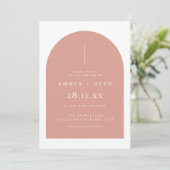 Blush Pink Moderner Bogen Minimal Einladung zur Ho (Stehend Vorderseite)