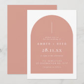 Blush Pink Moderner Bogen Minimal Einladung zur Ho (Vorne/Hinten)
