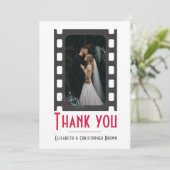 Blush Pink Moderner Film Blumenzehen Dankeskarte (Stehend Vorderseite)