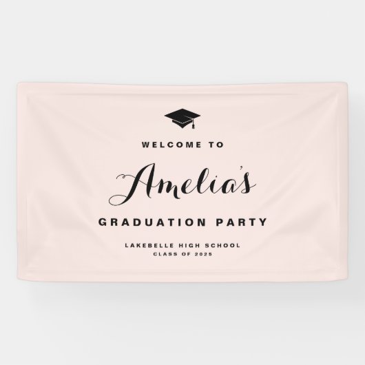 Blush Pink Moderner Kalligraphie Abschluss Banner (Horizontal)
