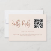 Blush Pink Moderner QR-Code für Minimalistische Ho RSVP Karte (Vorderseite)