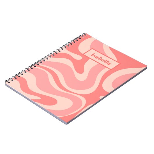 Blush Pink Moderner Retro Liquid Swirl Abstrakt Notizblock (Linke Seite)