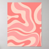 Blush Pink Moderner Retro Liquid Swirl Abstrakt Poster (Vorne)