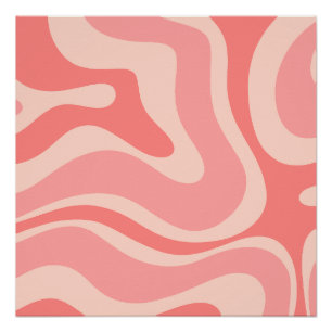 Blush Pink Moderner Retro Liquid Swirl Abstrakt Poster