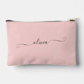 Blush Pink Modernes Chic Script Personalisiert Zubehörtasche (Rückseite)