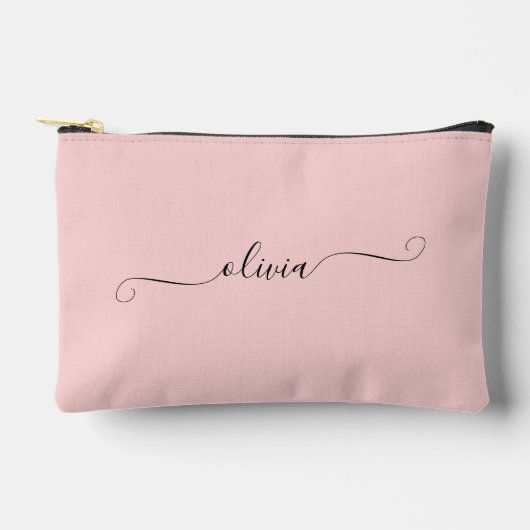 Blush Pink Modernes Chic Script Personalisiert Zubehörtasche (Vorderseite)