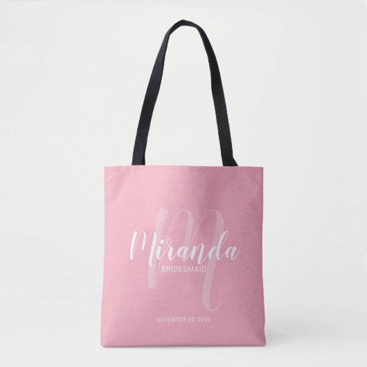 Blush Pink Modernes Drehbuch Personalisierte Bride Tasche (Vorderseite)