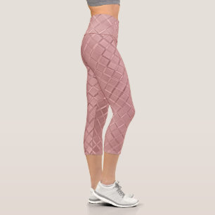 Blush Pink Modernes gepresstes geometrisches Muste Capri Leggings