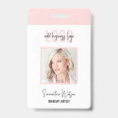 Blush Pink Modernes Logo Lash Salon oder Wellness- Ausweis (Vorderseite)
