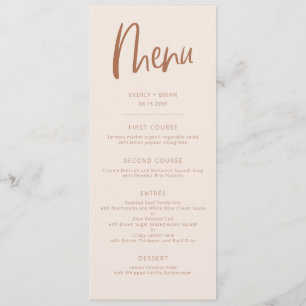 Blush Pink Modernes Minimalistisches Hochzeitsmenü Menükarte