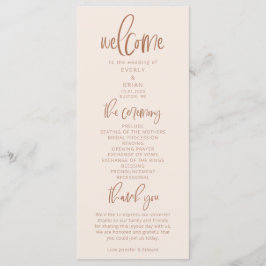 Blush Pink Modernes Minimalistisches Hochzeitsprog Programm