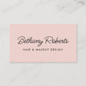 Blush Pink Modernes Script Haar und Makeup Visitenkarte (Vorderseite)