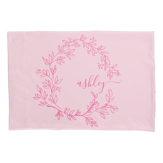Blush Pink Modernes Script Name Girl Monogram Kissenbezug (Vorderseite)