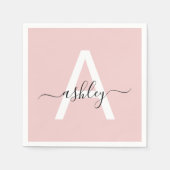 Blush Pink Modernes Script Name Girl Monogram Serviette (Vorderseite)