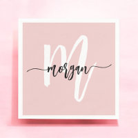 Blush Pink Modernes Script Name Girl Monogram