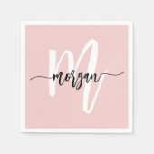 Blush Pink Modernes Script Name Girl Monogram Serviette (Vorderseite)