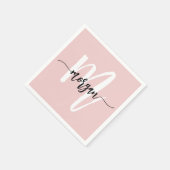 Blush Pink Modernes Script Name Girl Monogram Serviette (Ecke)