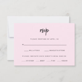 Blush Pink Modernes Skript | Wahl zum Hochzeitsess RSVP Karte