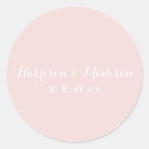 Blush-pink Monogram Brautfavoriten Runder Aufkleber