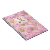 Blush Pink Monogram Daisies Foto Notizblock (Rechte Seite)