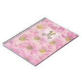 Blush Pink Monogram Daisies Foto Notizblock (Linke Seite)