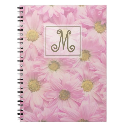 Blush Pink Monogram Daisies Foto Notizblock (Vorderseite)