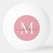 Blush Pink Monogram Elegant Girly Gray Script Tischtennisball (Rückseite)