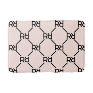 Blush Pink Monogram Elegant Luxury Girl Dorm Room Badematte