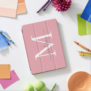 Blush Pink Monogram Feminine Stilvolle Grauschrift iPad Air Hülle