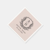Blush Pink Monogram Floral Wedding Wappen Serviette (Ecke)