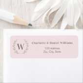 Blush pink monogram initial wreath return address (Insitu)