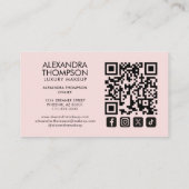 Blush Pink Monogram Makeup Qr Code Social Icon Visitenkarte (Rückseite)