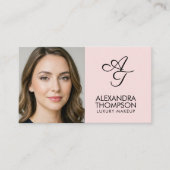 Blush Pink Monogram Makeup Qr Code Social Icon Visitenkarte (Vorderseite)