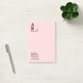 Blush Pink Monogram Modern Design Post-it Klebezettel (Büro)