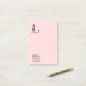 Blush Pink Monogram Modern Design Post-it Klebezettel (Auf Schreibtisch)